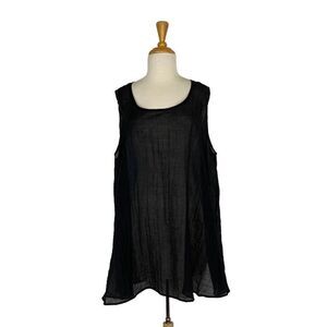 Kedem Sasson OS Black Tunic Tank Top Art to Wear Lagenlook Fits M L XL 1X 2X 3X